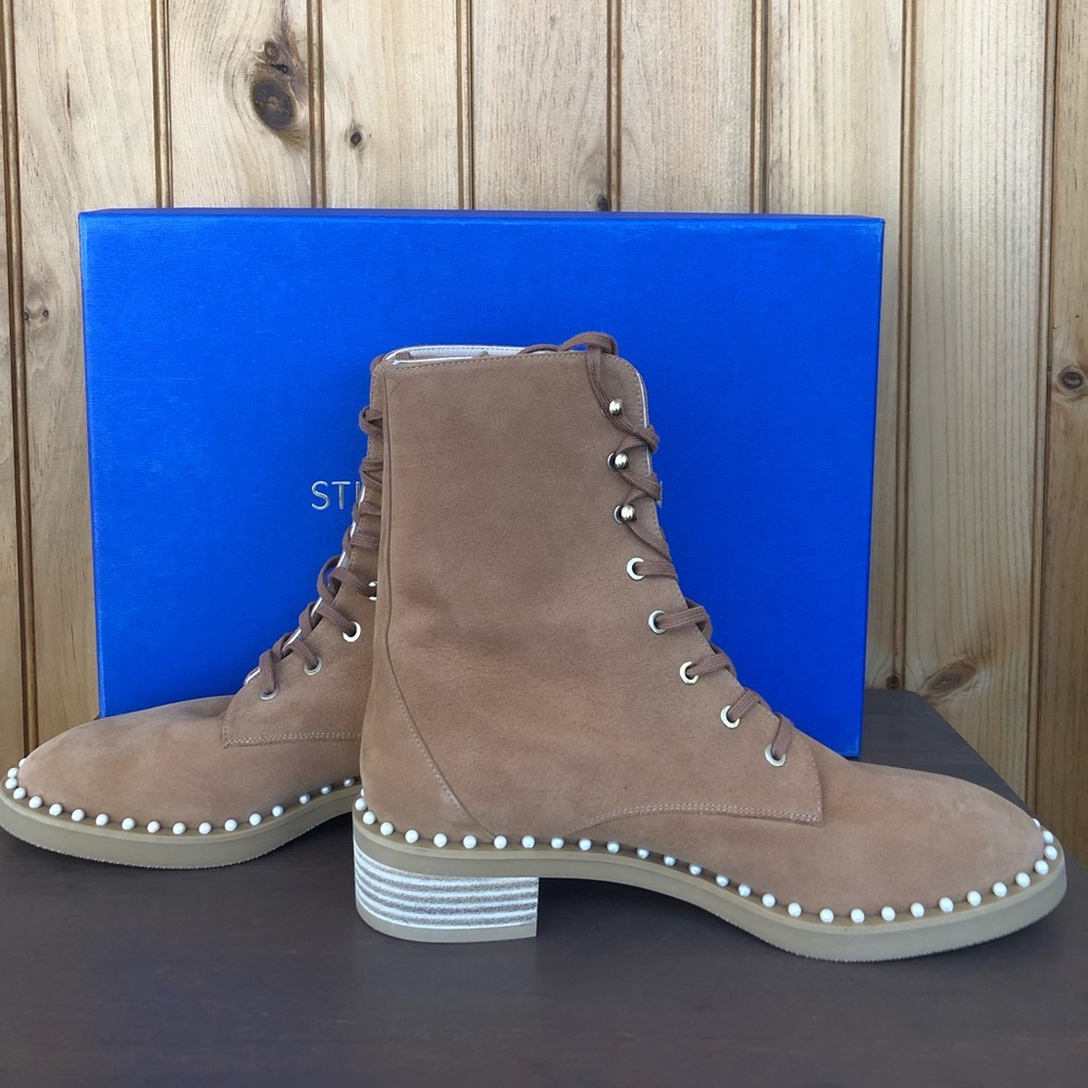 Stuart Weitzman Sondra Pearl Suede Combat Boots